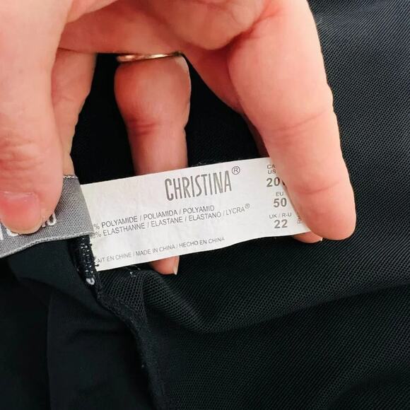 Christina One Piece Swimsuit Size 20W Side Tie Faux Wrap Flattering Built in Bra - Picture 6 of 7